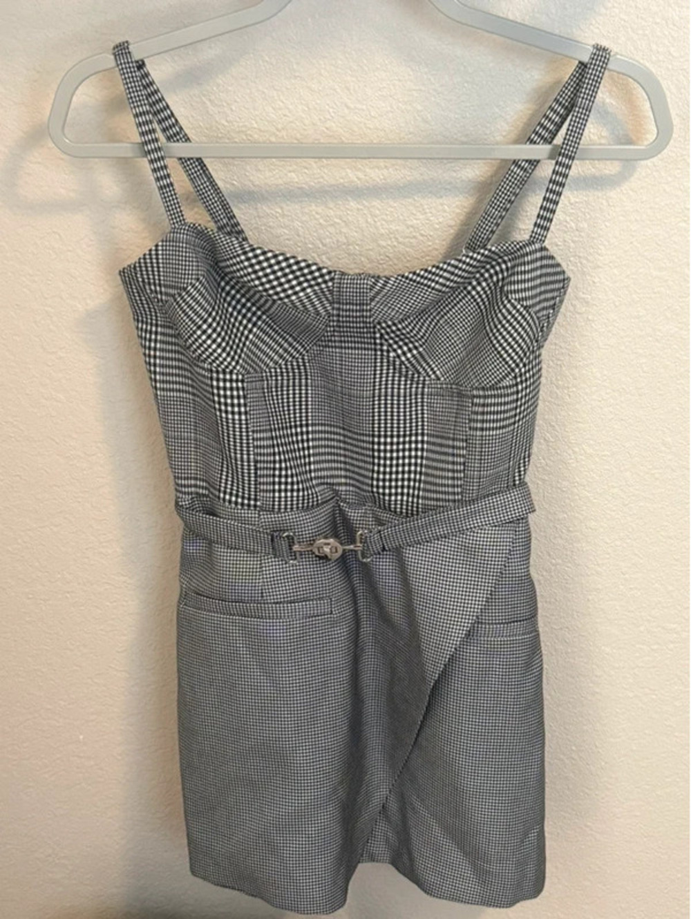 Anthropologie Houndstooth Belted Bustier Mini Dress NWT - Size S